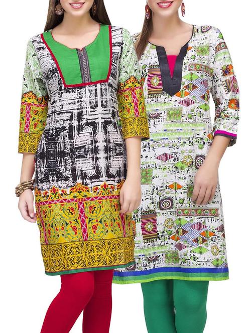 multi colored cotton combo kurta - 14872104 - Very Small Image - 1