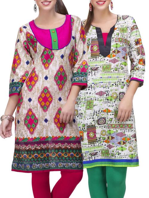 multi colored cotton combo kurta - 14872106 - Very Small Image - 1