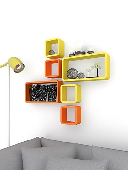 decor wall rack shelves cube rectangle designer wall shelf set of 6 - 14872698 - Very Small Image - 1
