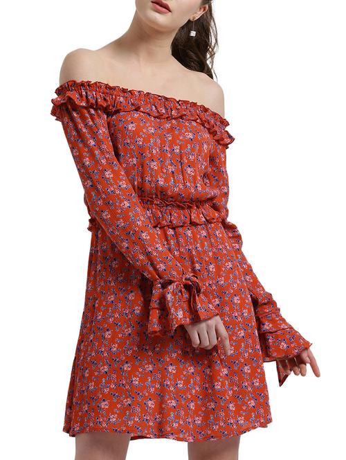 orange off shoulder dress - 14875215 - Very Small Image - 1
