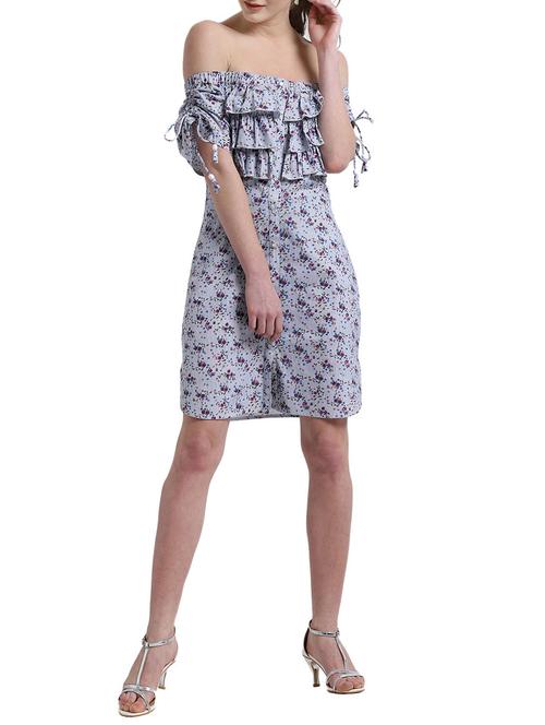 frill detail floral a-line dress - 14875223 - Very Small Image - 1