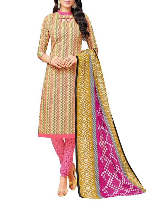 multi colored cotton unstitched suit - 14876064 - Very Small Image - 1