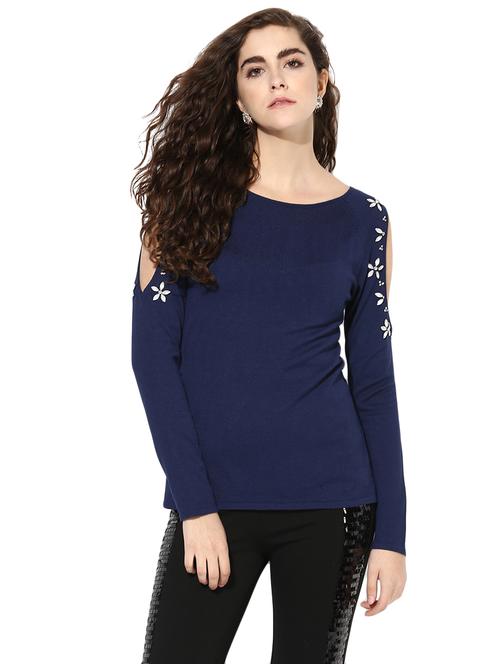 navy blue embellished pullover - 14876082 - Very Small Image - 1