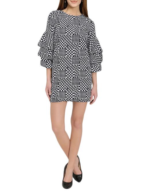 black houndstooth printed shift dress - 14876542 - Very Small Image - 1