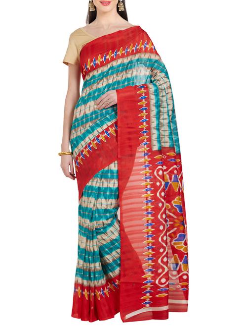 redcolored bhagalpuri saree with blouse - 14877305 - Very Small Image - 1