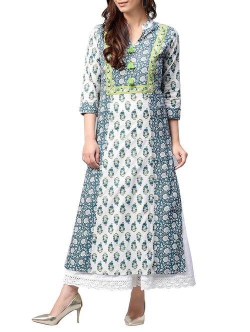 blue cotton straight kurta - 14878235 - Very Small Image - 1