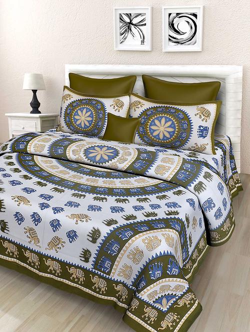 rajasthani traditional double bedsheet with 2 pillow covers - 14878938 - Very Small Image - 1