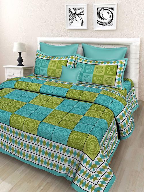 rajasthani traditional double bedsheet with 2 pillow covers - 14878944 - Very Small Image - 1