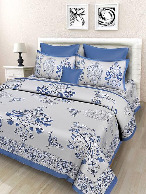 rajasthani traditional double bedsheet with 2 pillow covers - 14878963 - Very Small Image - 1