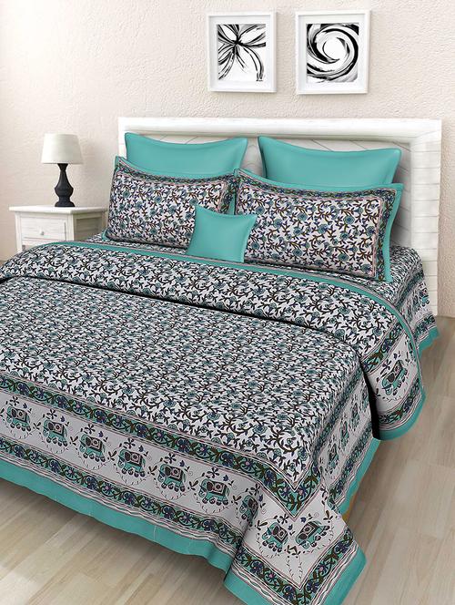 rajasthani traditional double bedsheet with 2 pillow covers - 14878967 - Very Small Image - 1