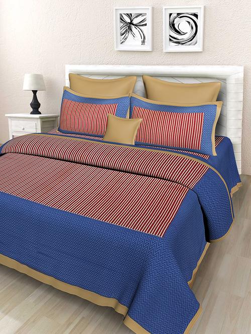 striped double bedsheet with 2 pillow covers - 14878970 - Very Small Image - 1