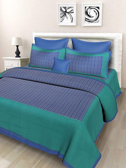 striped double bedsheet with 2 pillow covers - 14878974 - Very Small Image - 1