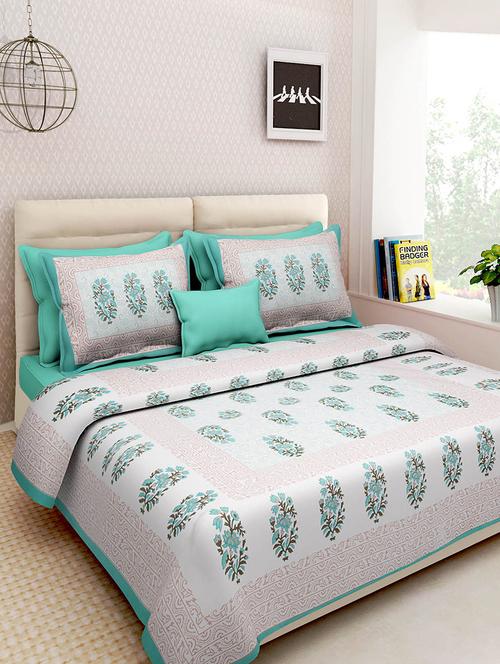 rajasthani traditional double bedsheet with 2 pillow covers - 14879037 - Very Small Image - 1