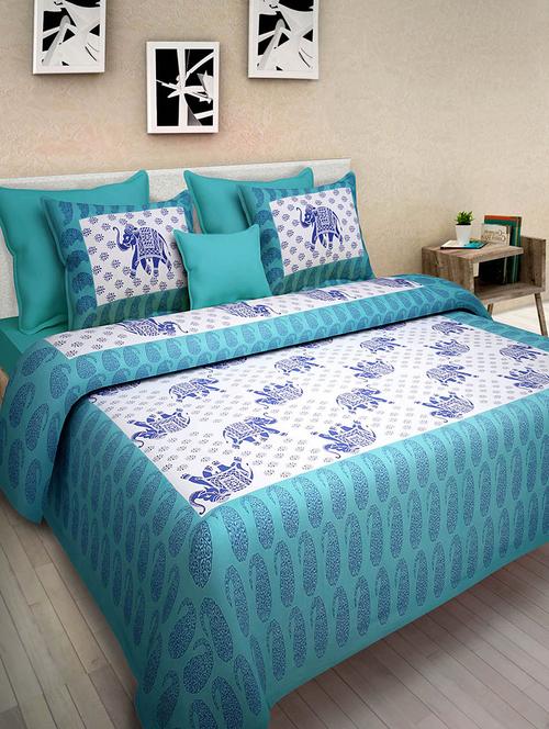 rajasthani traditional double bedsheet with 2 pillow covers - 14879039 - Very Small Image - 1