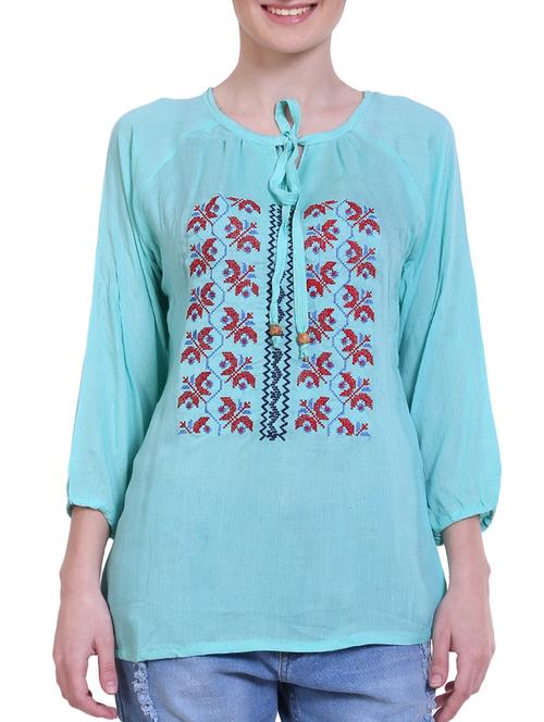 light blue embroidered tunic - 14880636 - Very Small Image - 1