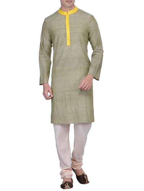 green cotton long kurta - 14880706 - Very Small Image - 1