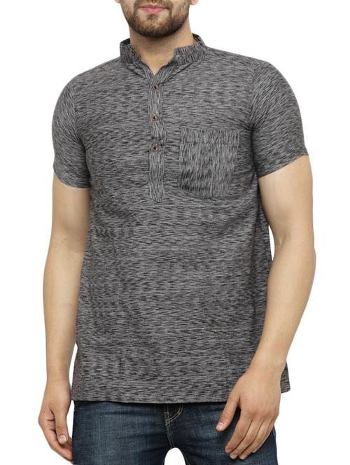 grey linen short kurta - 14880715 - Very Small Image - 1