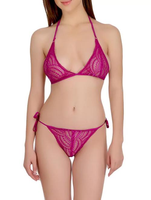 solid purple lace bikini - 14881693 - Very Small Image - 1