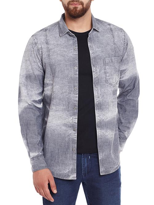 grey denim casual shirt - 14881858 - Very Small Image - 1