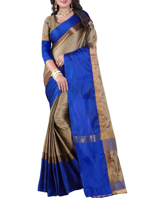 grey silk bordered saree with blouse - 14881877 - Very Small Image - 1