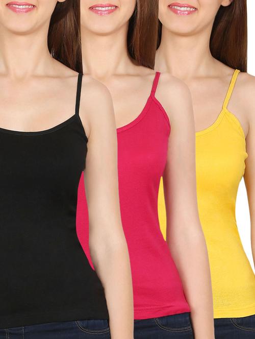 set of 3 multi colored solid camisole - 14882869 - Very Small Image - 1