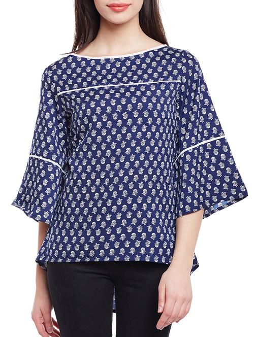 navy blue printed tunic - 14883786 - Very Small Image - 1