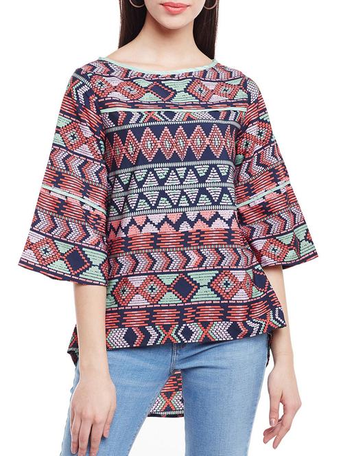 brown colored printed asymmetric tunic - 14883794 - Very Small Image - 1