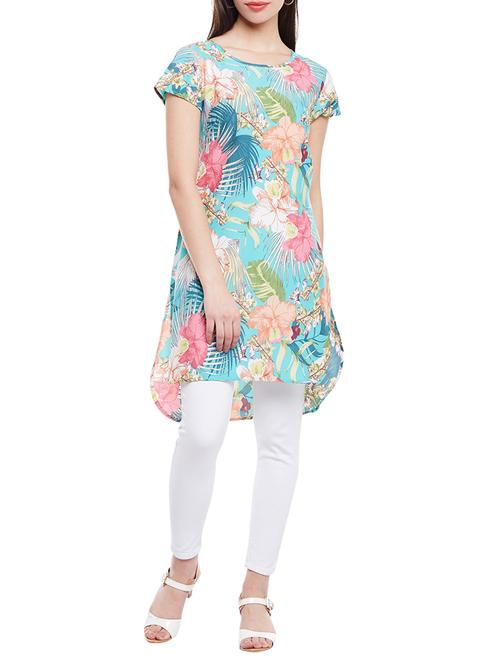 blue floral crepe tunic - 14883809 - Very Small Image - 1