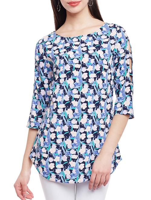 blue printed crepe tunic - 14883813 - Very Small Image - 1