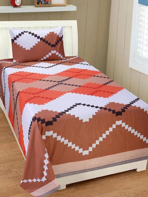 cotton single bedsheet with 1 pillow cover - 14884568 - Very Small Image - 1