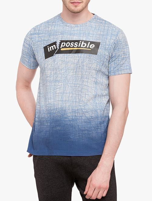 blue cotton all over print tshirt - 14884729 - Very Small Image - 1
