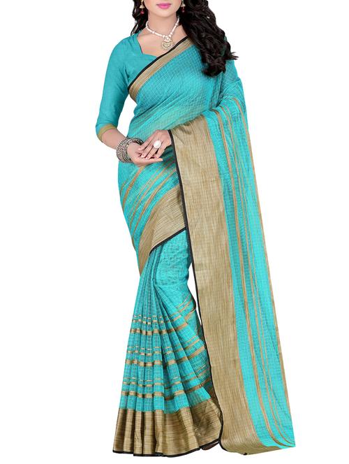 blue woven saree with blouse - 14884832 - Very Small Image - 1