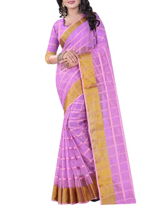 purple woven saree with blouse - 14884857 - Very Small Image - 1
