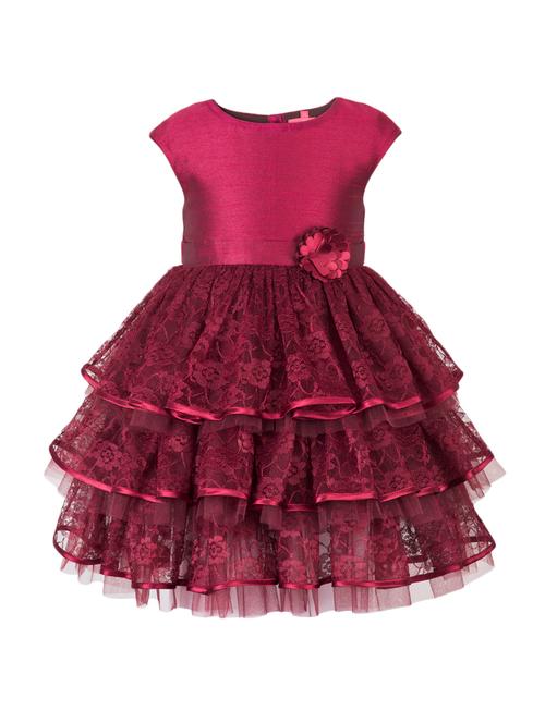 maroon net frock - 14885127 - Very Small Image - 1