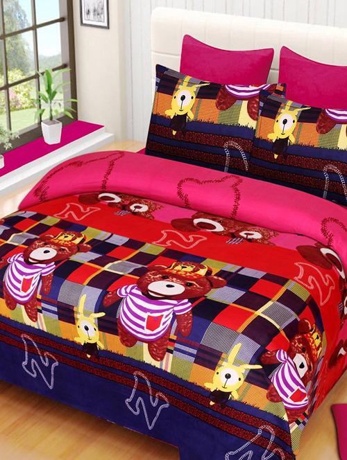 cartoon print double bedsheet with 2 pillow covers - 14886725 - Very Small Image - 1