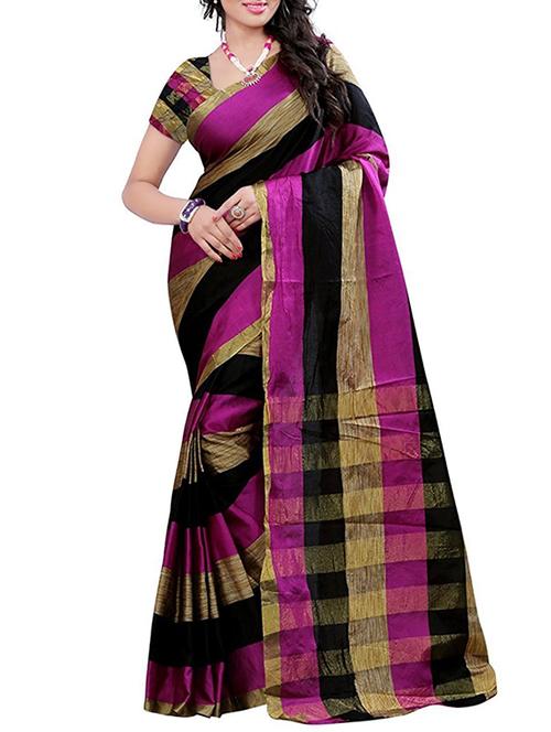 purple woven saree with blouse - 14887240 - Very Small Image - 1