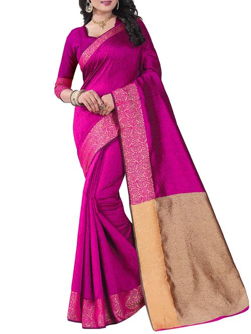 pink silk saree with blouse - 14887390 - Very Small Image - 1