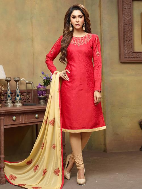 embroidered unstitched churidaar suit - 14888264 - Very Small Image - 1
