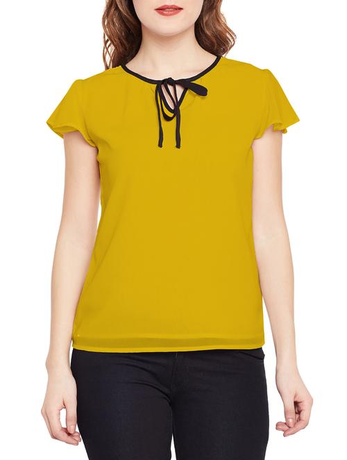 contrast detailed ruffled sleeve top - 14888776 - Very Small Image - 1