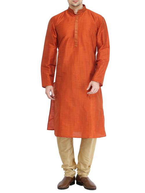 orange dupion ethnic wear set - 14888829 - Very Small Image - 1