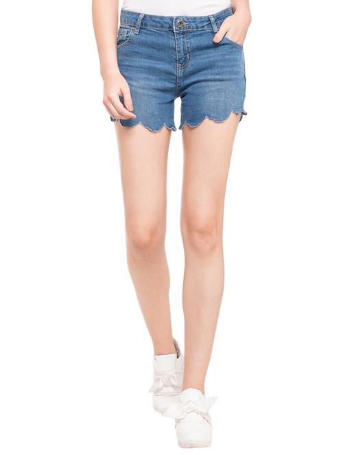 solid blue denim shorts - 14889274 - Very Small Image - 1