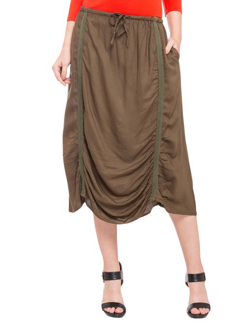 olive solid asymmetric skirt - 14889280 - Very Small Image - 1