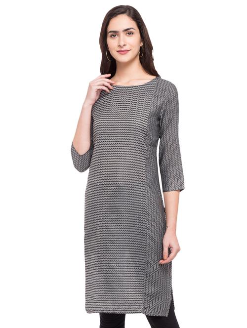 grey cotton straight kurta - 14889293 - Very Small Image - 1