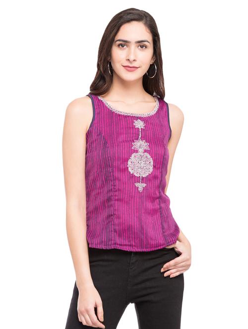 embroidered tassel tie back top - 14889337 - Very Small Image - 1