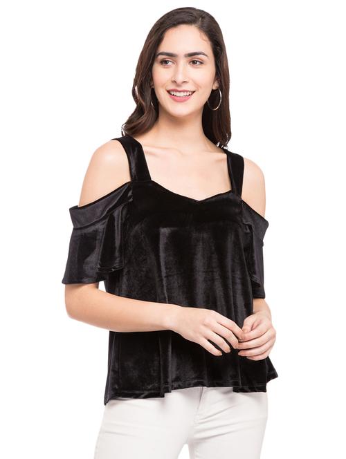 velvet cold shoulder top - 14889351 - Very Small Image - 1