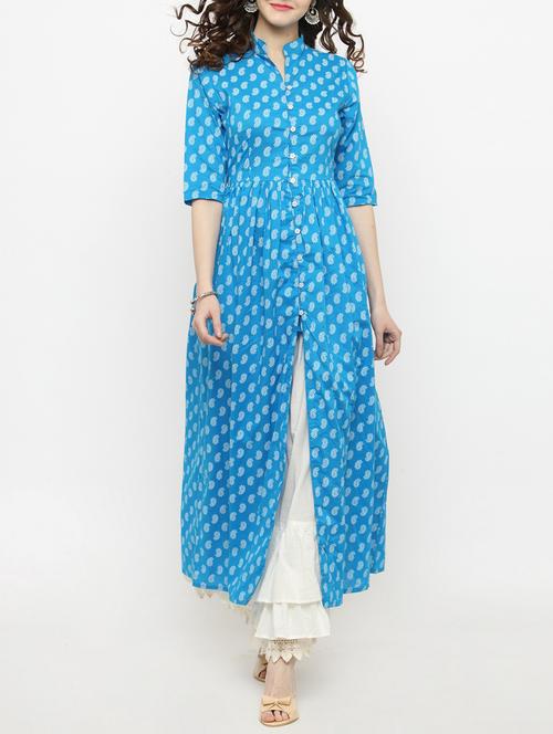 sky blue kurta skirt set - 14889433 - Very Small Image - 1