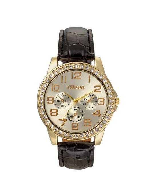 oleva premium women's leather watch oplw-21-black-m - 14889626 - Very Small Image - 1