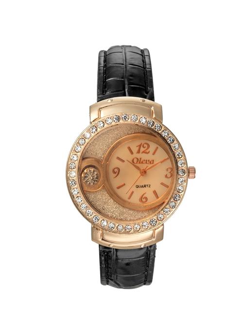 oleva premium women's leather watch oplw-22-black-m - 14889627 - Very Small Image - 1