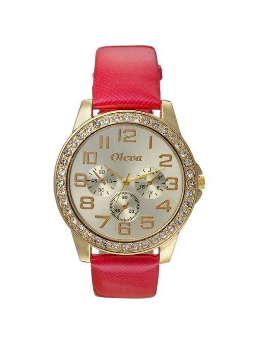 oleva premium women's leather watch oplw-30-pink-m - 14889633 - Very Small Image - 1