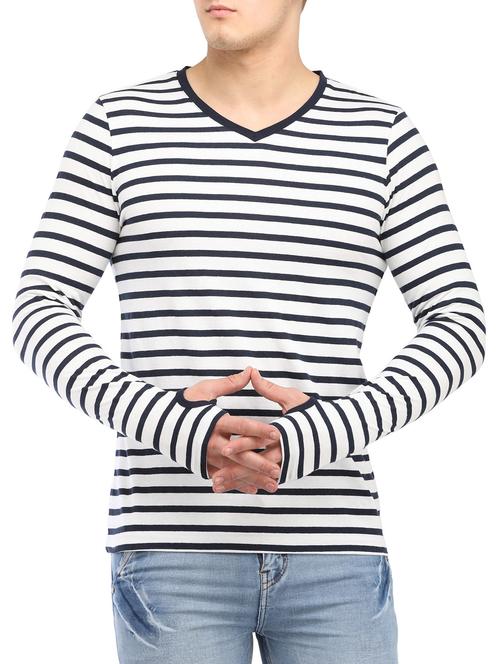 white striped thumb hole t-shirt - 14890004 - Very Small Image - 1